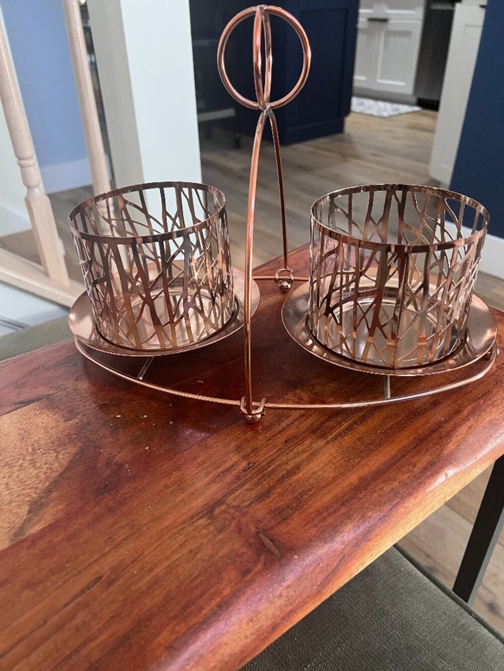 PartyLite Copper Mix & Mingle Double Jar/Pillar Candle Display